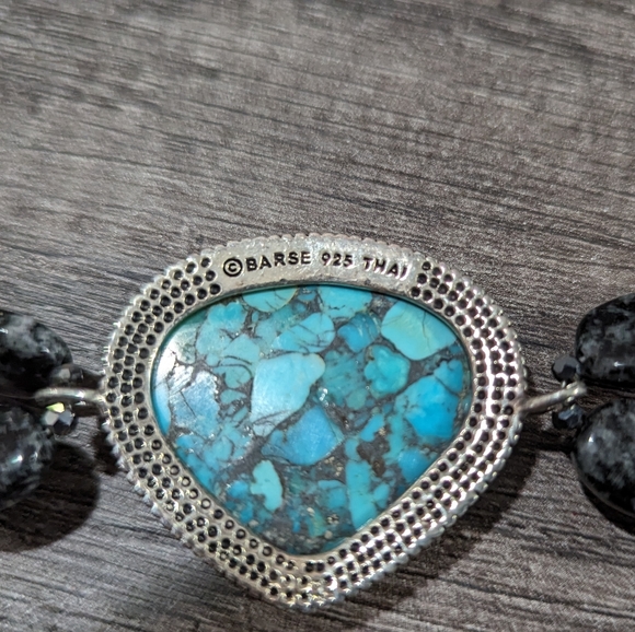 Boho turquoise, aquamarine & sterling bracelet - Picture 2 of 7